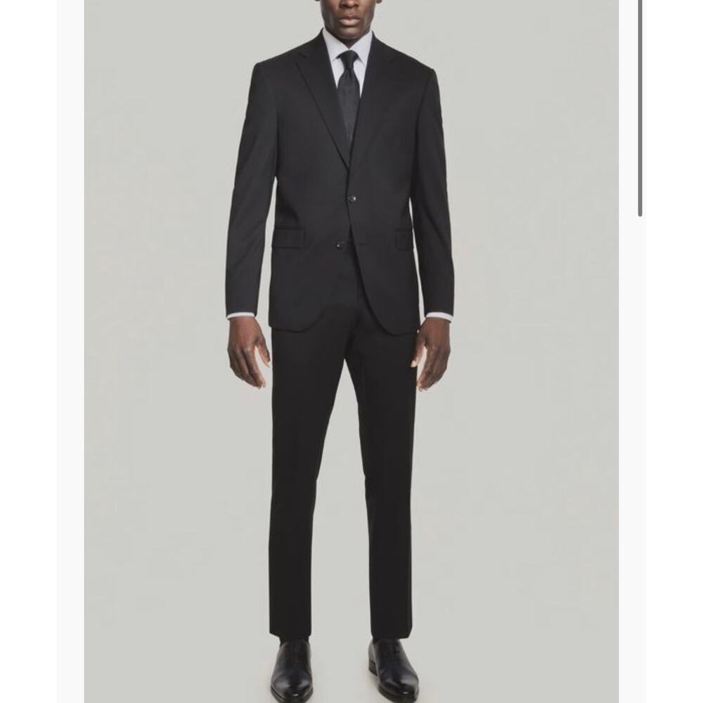 Jack Victor Gibson Ct black pinstripe men’s wool suit 48L jacket 43L pants